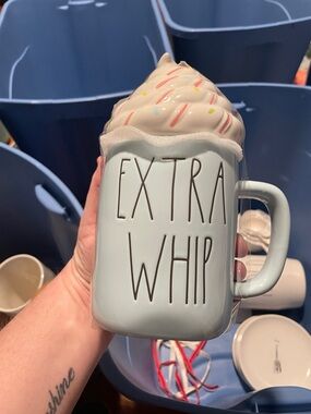 *Rae Dunn Pale Blue Mug with Pink Whipped Cream Lid